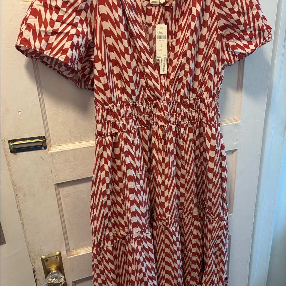 Anthropologie Red and White Maxi Dress